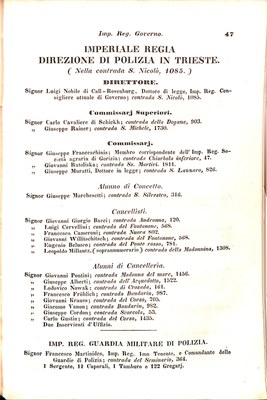 Scematismo dell'I. R. Litorale Austro-Illirico ed unitovi Indicatore generale della Città di Tr  · Str. 67