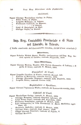Scematismo dell'I. R. Litorale Austro-Illirico ed unitovi Indicatore generale della Città di Tr  · Str. 70