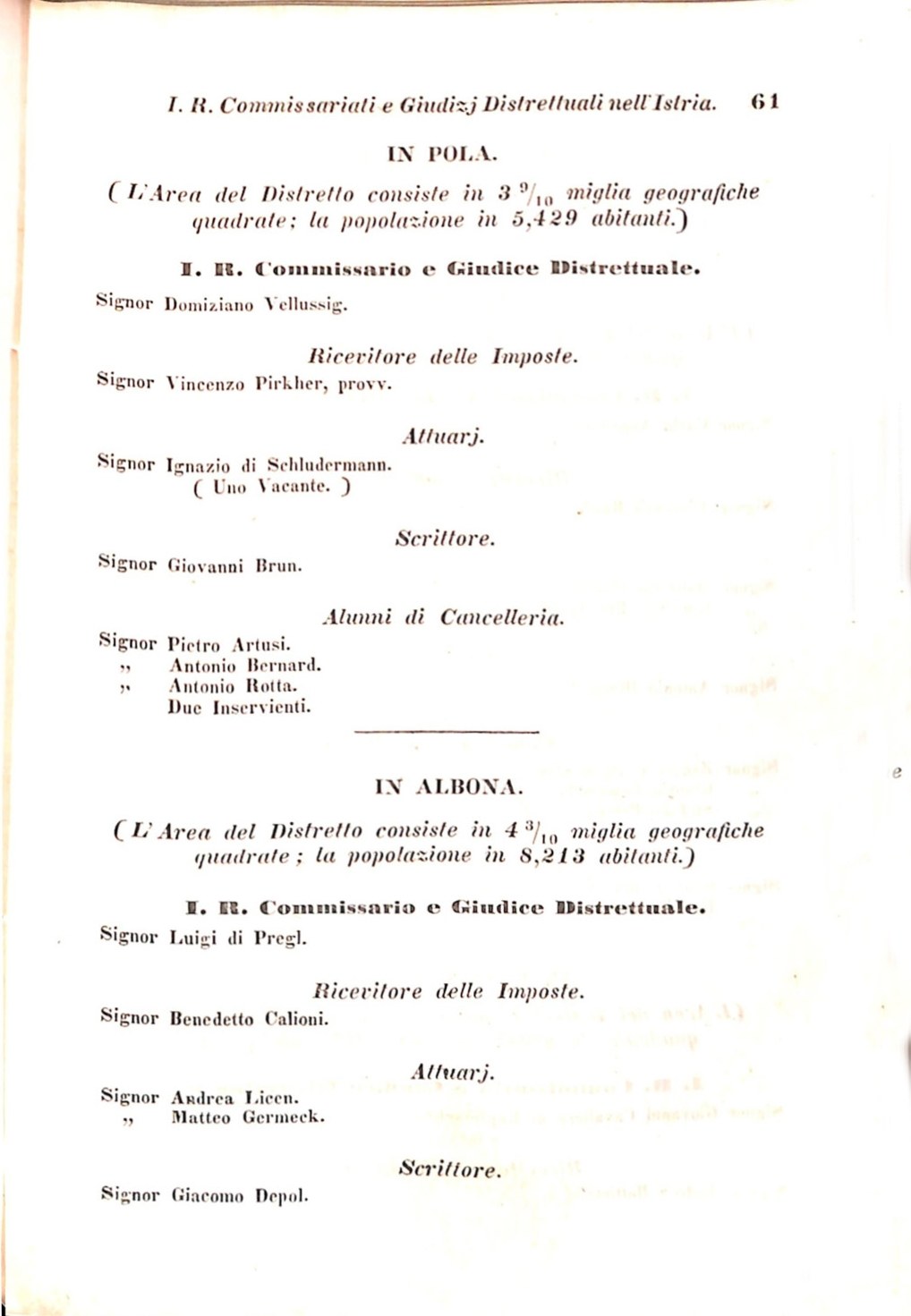 Scematismo dell'I. R. Litorale Austro-Illirico ed unitovi Indicatore generale della Città di Tr  · Str. 81