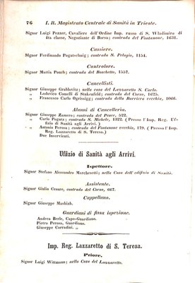 Scematismo dell'I. R. Litorale Austro-Illirico ed unitovi Indicatore generale della Città di Tr  · Str. 96