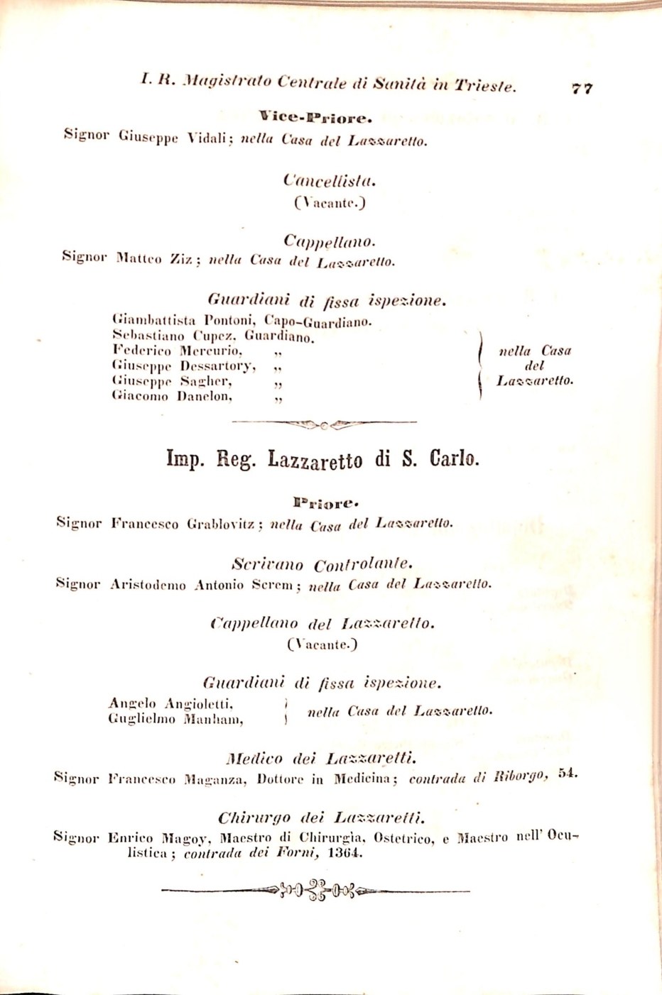 Scematismo dell'I. R. Litorale Austro-Illirico ed unitovi Indicatore generale della Città di Tr  · Str. 97