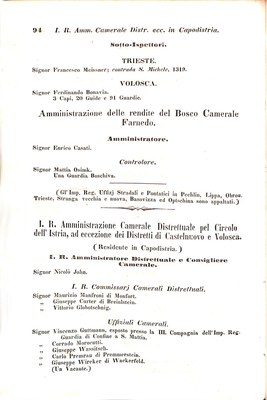 Scematismo dell'I. R. Litorale Austro-Illirico ed unitovi Indicatore generale della Città di Tr  · Str. 114