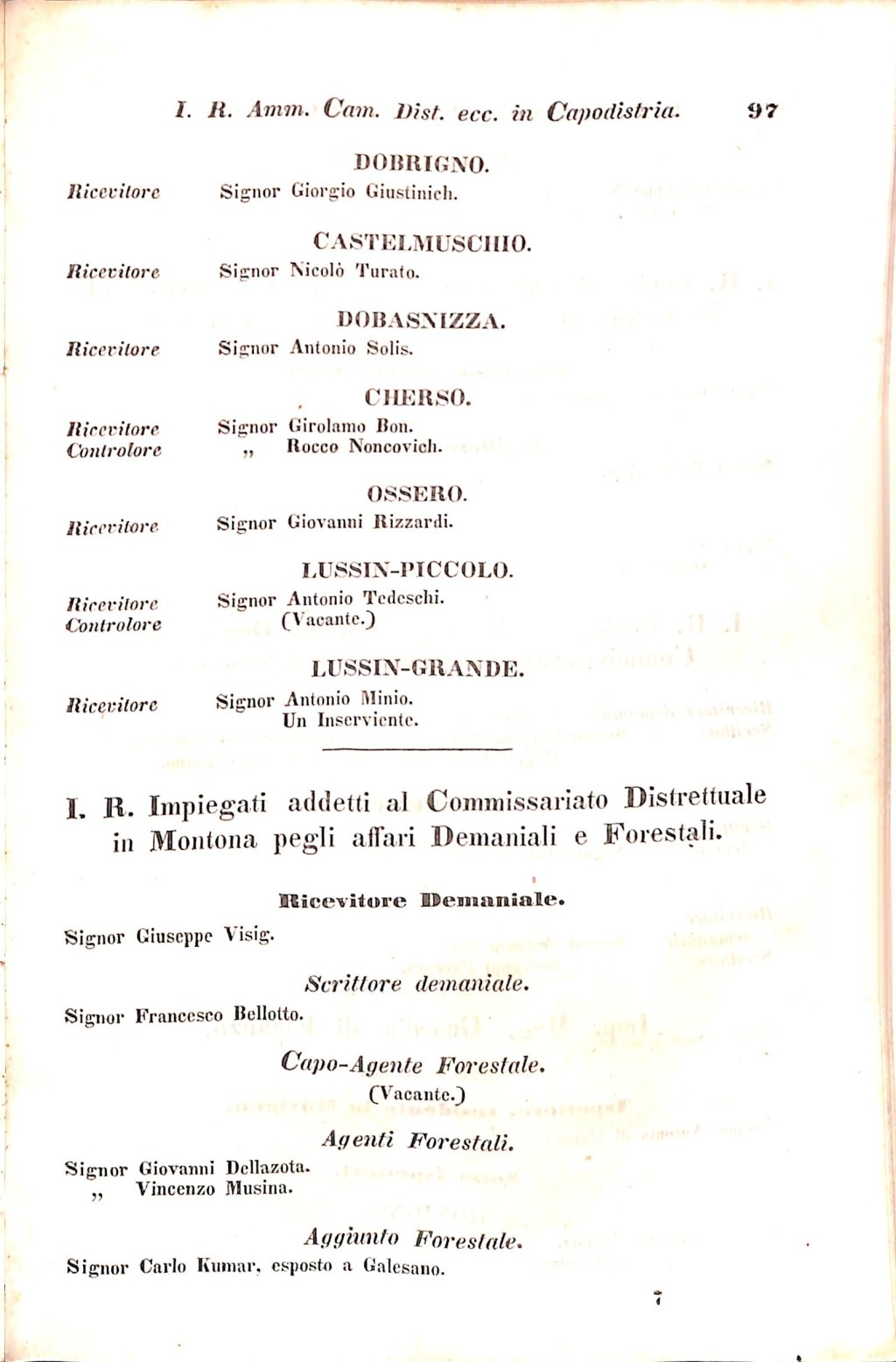 Scematismo dell'I. R. Litorale Austro-Illirico ed unitovi Indicatore generale della Città di Tr  · Str. 117