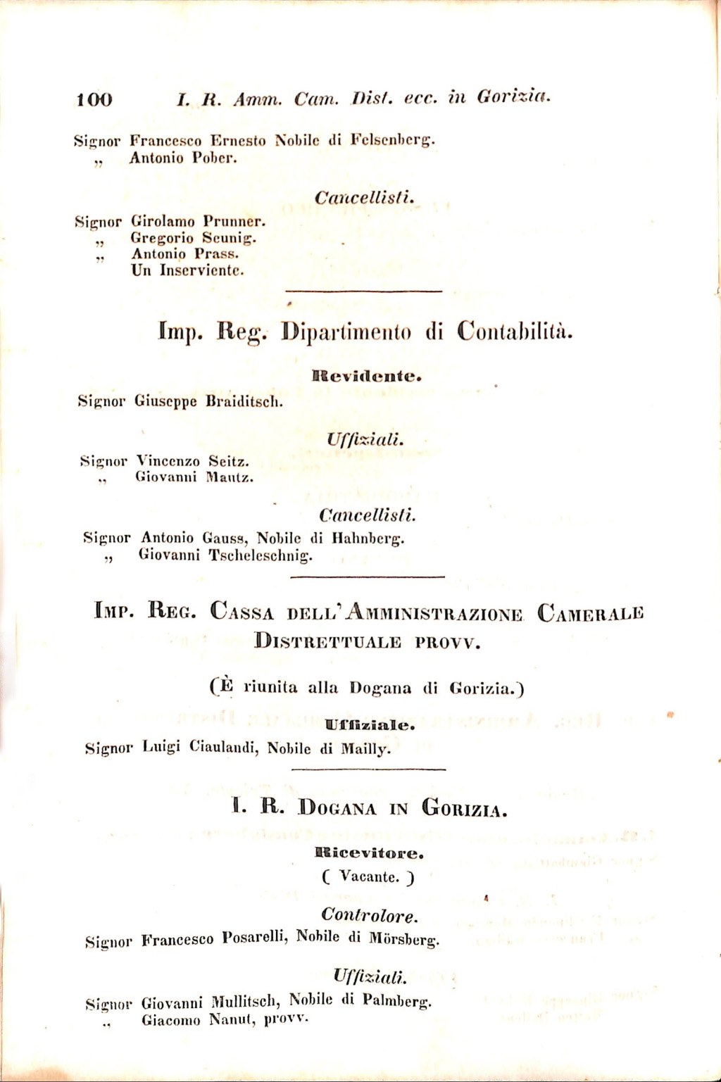 Scematismo dell'I. R. Litorale Austro-Illirico ed unitovi Indicatore generale della Città di Tr  · Str. 120