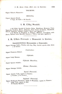 Scematismo dell'I. R. Litorale Austro-Illirico ed unitovi Indicatore generale della Città di Tr  · Str. 123