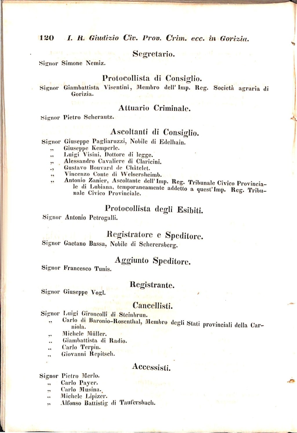 Scematismo dell'I. R. Litorale Austro-Illirico ed unitovi Indicatore generale della Città di Tr  · Str. 140