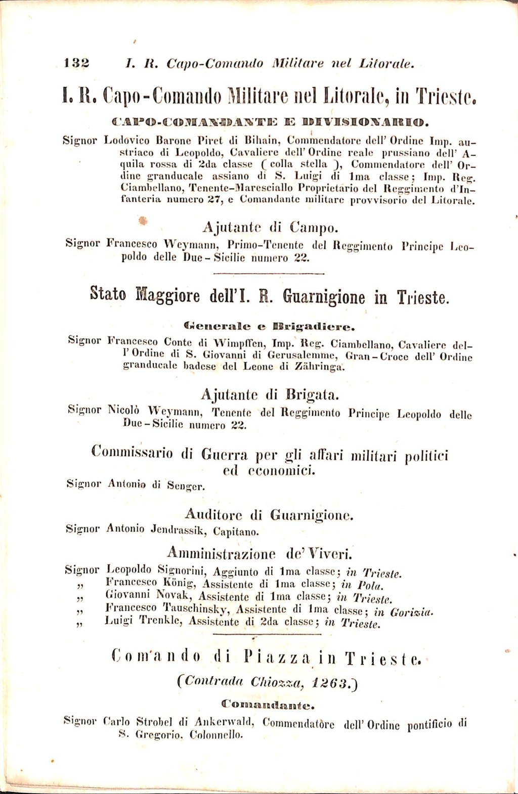 Scematismo dell'I. R. Litorale Austro-Illirico ed unitovi Indicatore generale della Città di Tr  · Str. 152