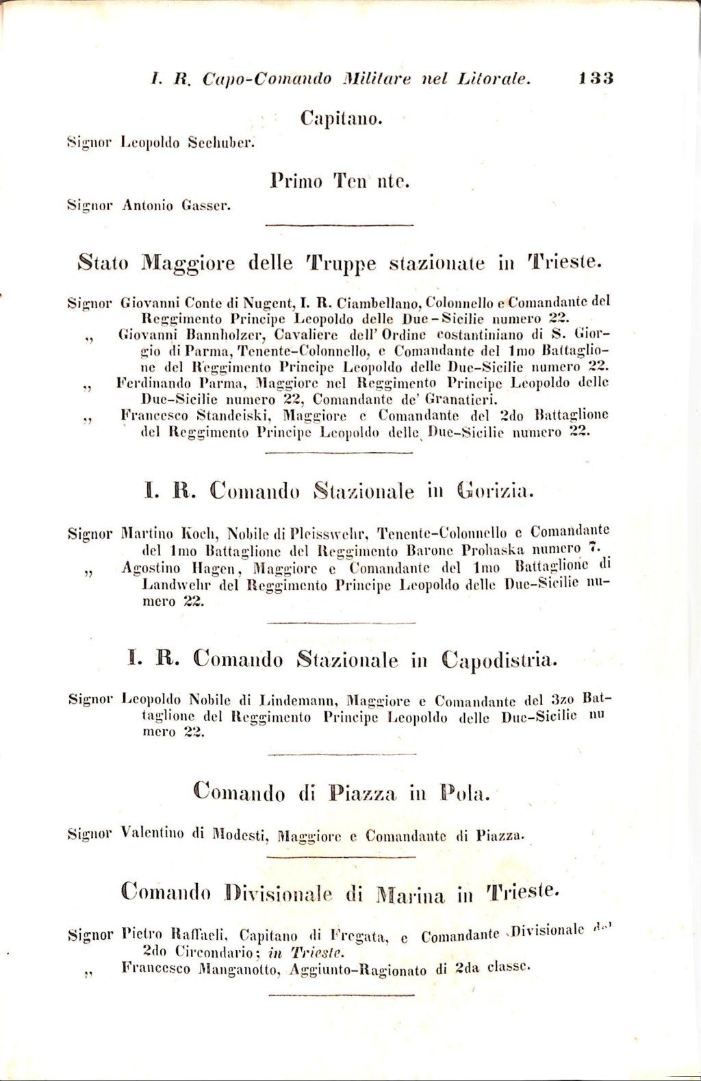 Scematismo dell'I. R. Litorale Austro-Illirico ed unitovi Indicatore generale della Città di Tr  · Str. 153