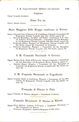 Scematismo dell'I. R. Litorale Austro-Illirico ed unitovi Indicatore generale della Città di Tr  · Str. 153