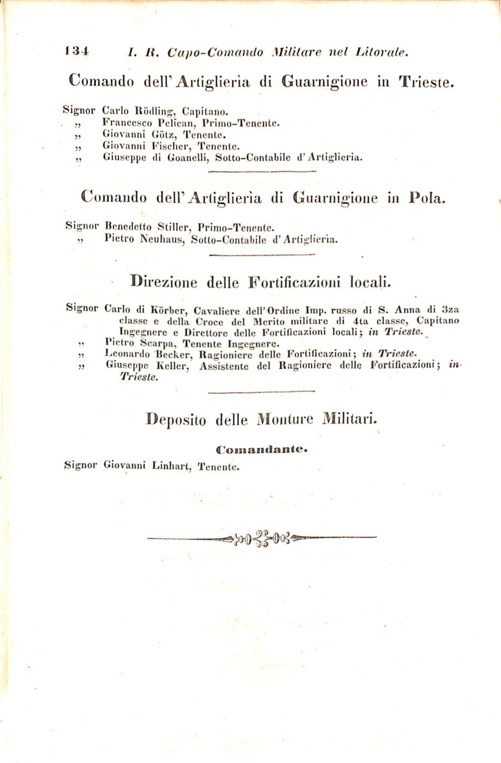 Scematismo dell'I. R. Litorale Austro-Illirico ed unitovi Indicatore generale della Città di Tr  · Str. 154