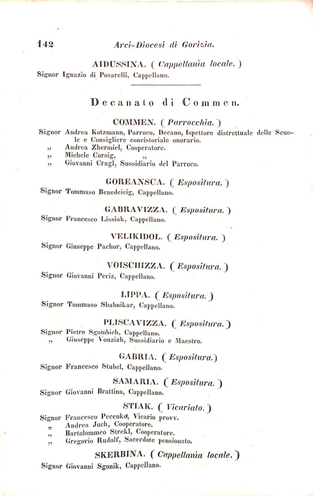 Scematismo dell'I. R. Litorale Austro-Illirico ed unitovi Indicatore generale della Città di Tr  · Str. 162
