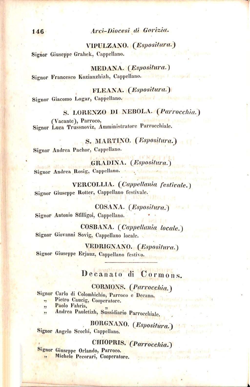 Scematismo dell'I. R. Litorale Austro-Illirico ed unitovi Indicatore generale della Città di Tr  · Str. 166