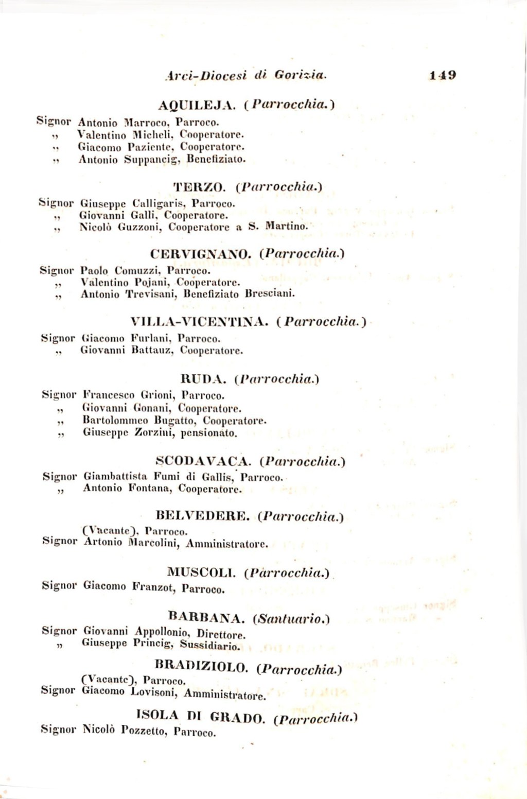 Scematismo dell'I. R. Litorale Austro-Illirico ed unitovi Indicatore generale della Città di Tr  · Str. 169