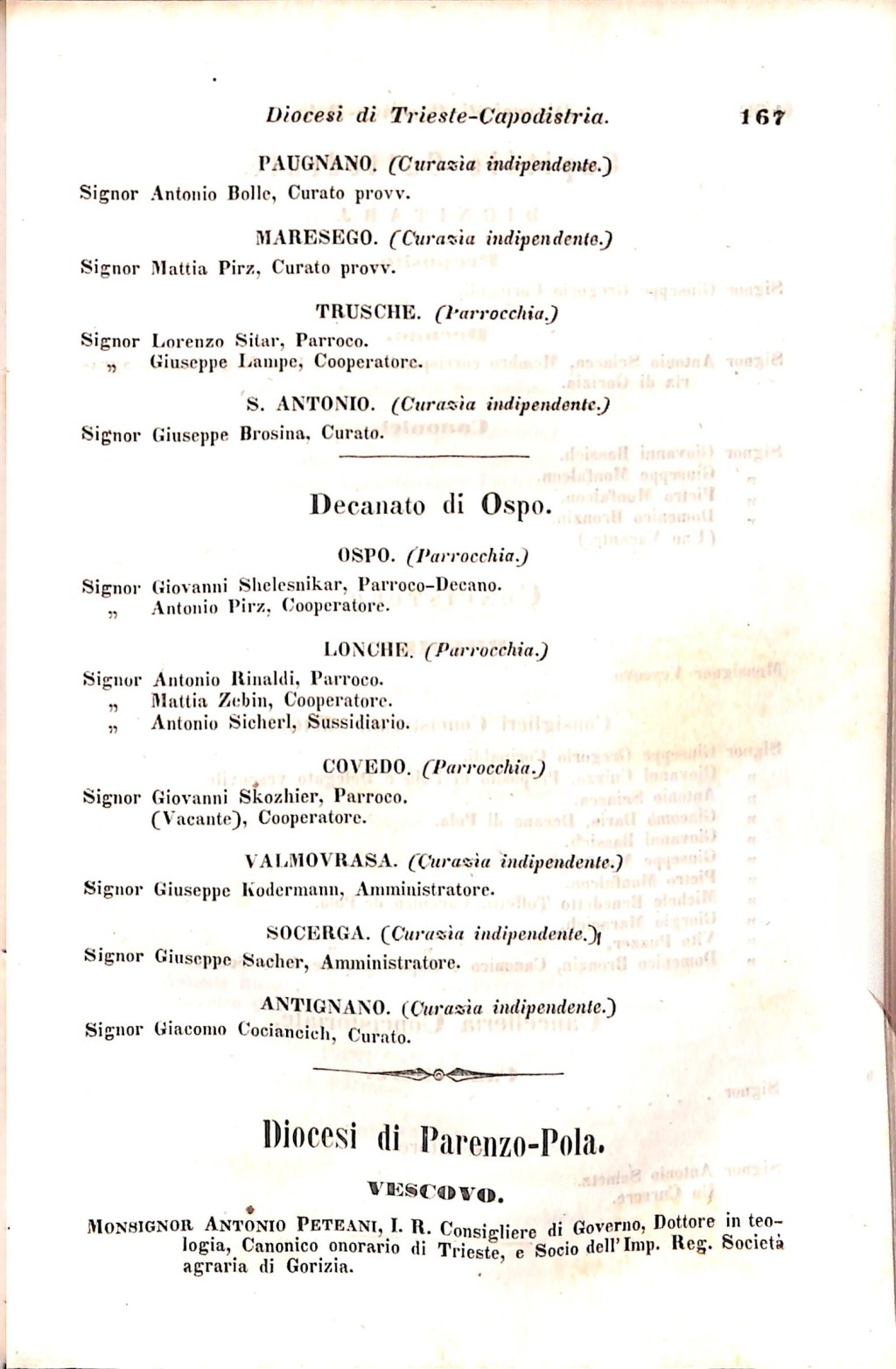 Scematismo dell'I. R. Litorale Austro-Illirico ed unitovi Indicatore generale della Città di Tr  · Str. 187