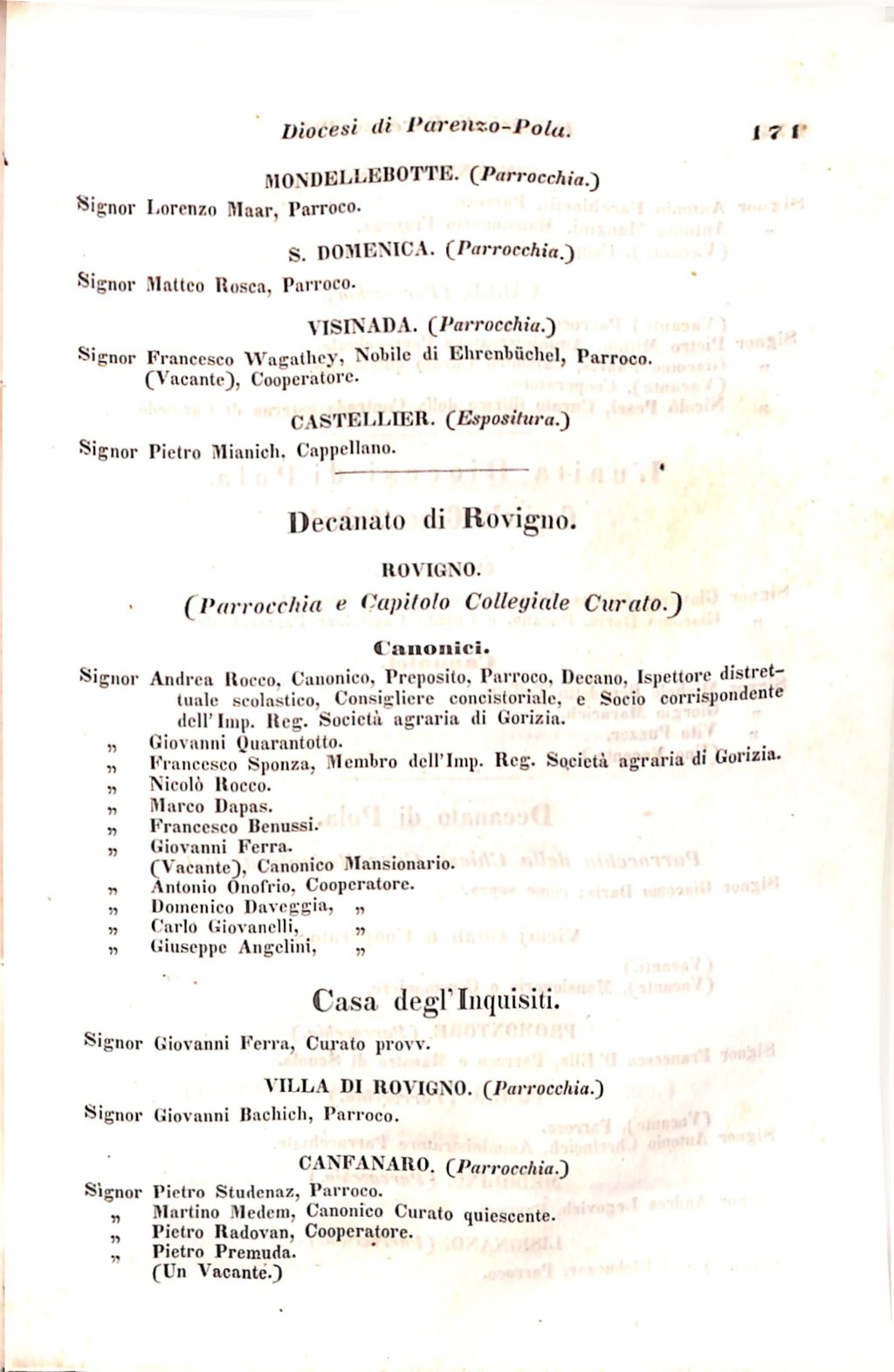 Scematismo dell'I. R. Litorale Austro-Illirico ed unitovi Indicatore generale della Città di Tr  · Str. 191