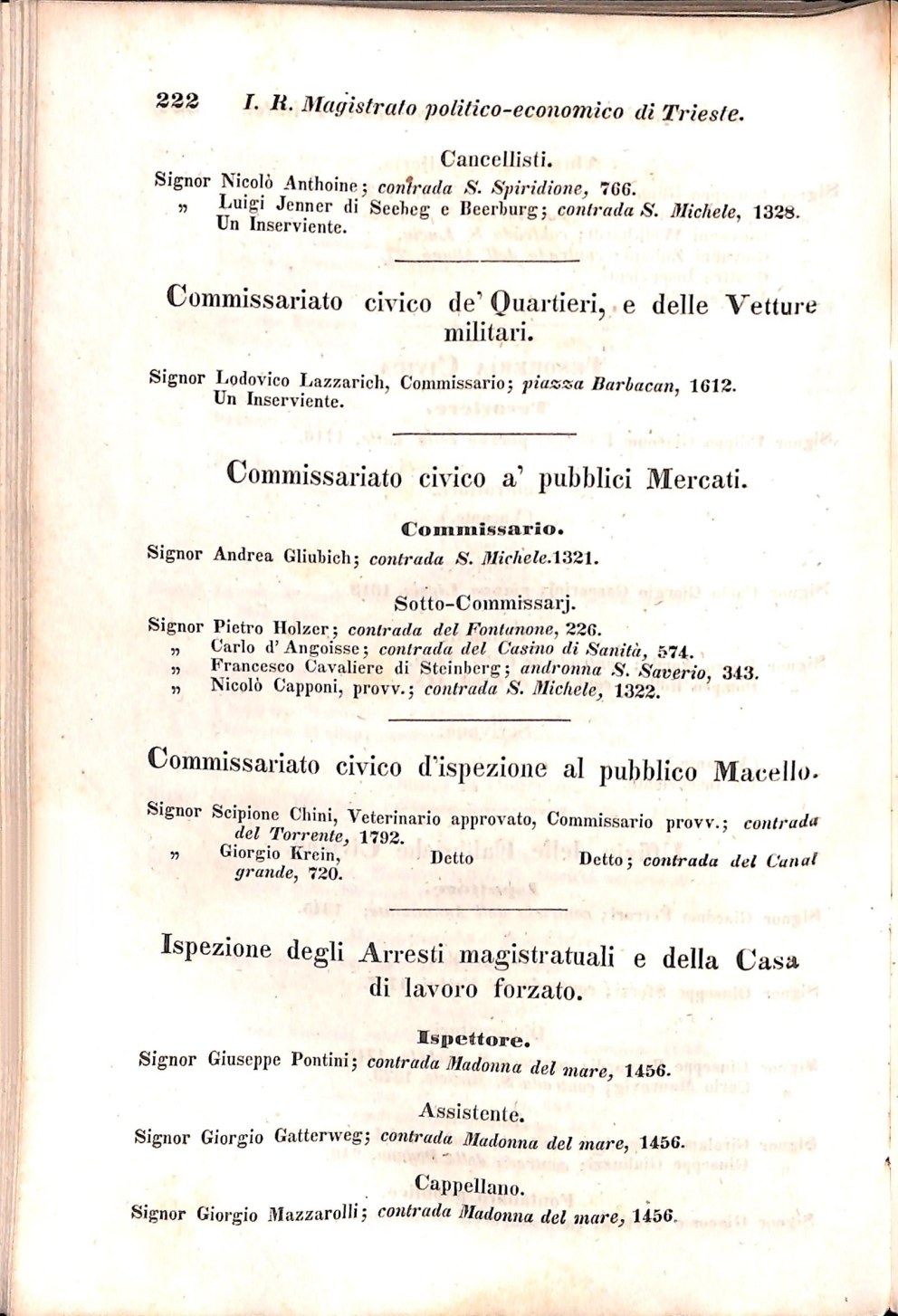 Scematismo dell'I. R. Litorale Austro-Illirico ed unitovi Indicatore generale della Città di Tr  · Str. 242