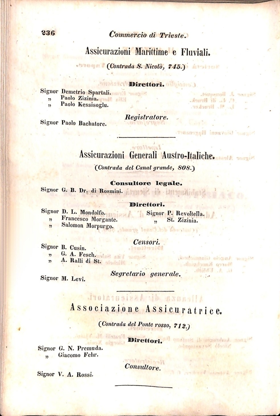 Scematismo dell'I. R. Litorale Austro-Illirico ed unitovi Indicatore generale della Città di Tr  · Str. 256