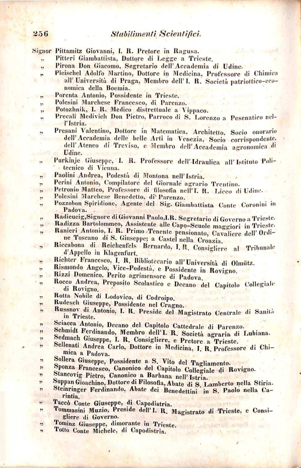 Scematismo dell'I. R. Litorale Austro-Illirico ed unitovi Indicatore generale della Città di Tr  · Str. 276