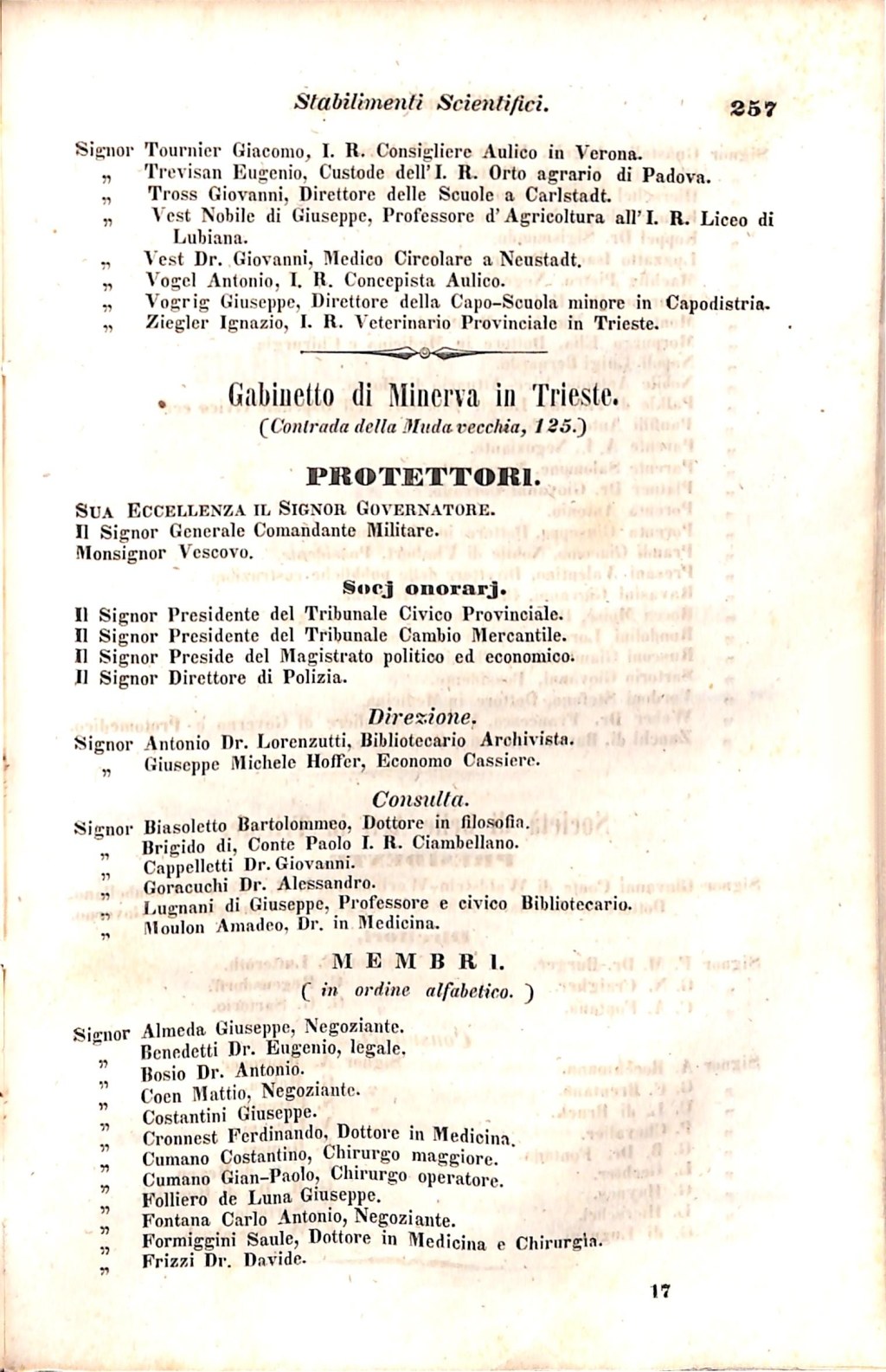 Scematismo dell'I. R. Litorale Austro-Illirico ed unitovi Indicatore generale della Città di Tr  · Str. 277