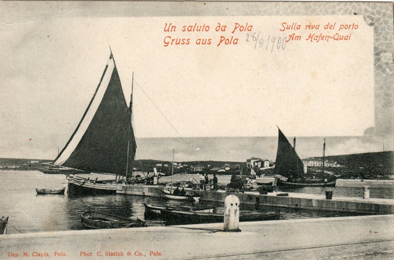 Un saluto da Pola : sulla riva del porto = Gruss aus Pola : am Hafen-Quai