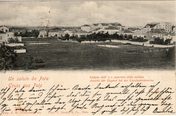 Un saluto da Pola : veduta dell' i. r. caserma della milizia