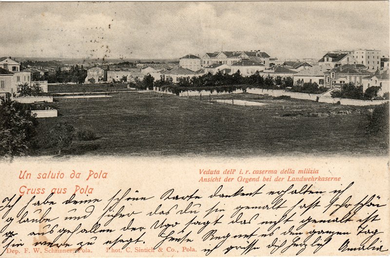 Un saluto da Pola : veduta dell' i. r. caserma della milizia