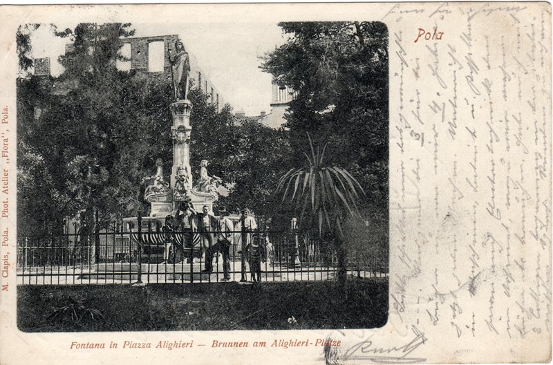 Pola : Fontana in Piazza Alighieri = Brunnen am Alighieri-Platz