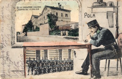 Pola : die k.k. Landwerhr-Kaserne = Caserma del I. r. milizia
