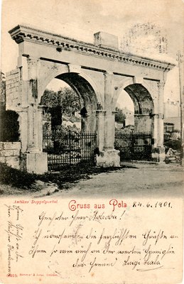 Gruss aus Pola : Antiken Doppelportal